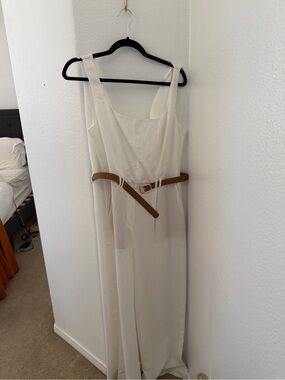 Mango linen jumpsuit with belt